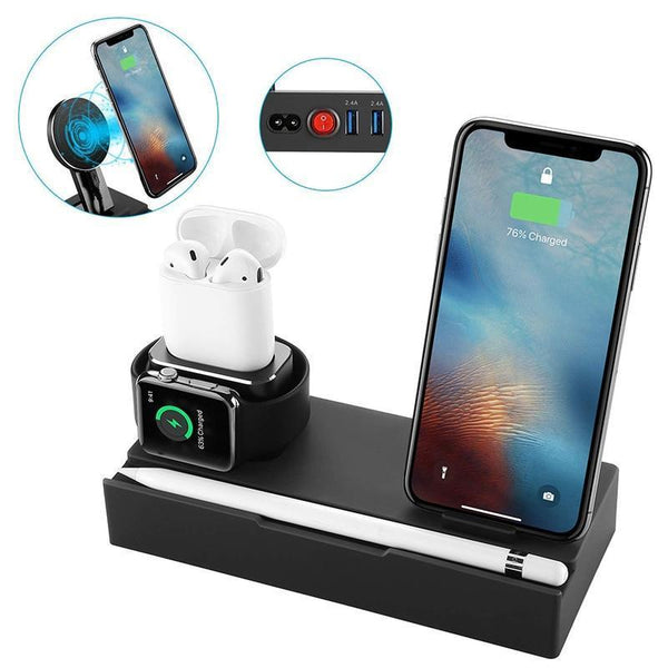 8-in-1 Wireless Charging Station & USB Hub - Premium Multi-Device Organizer