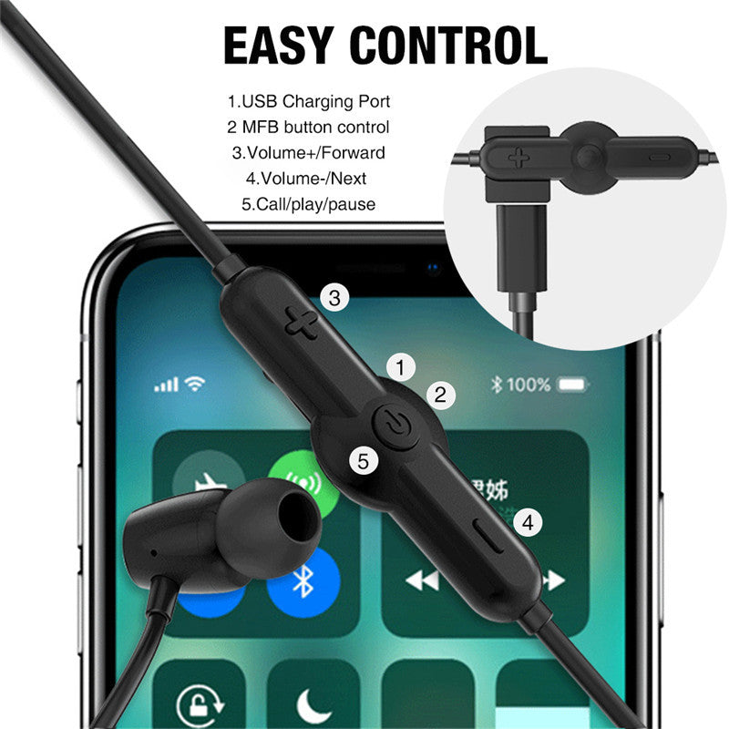 Advanced Q5 Wireless Sports Bluetooth Headset - 48H Playtime & Dual Phone Connection