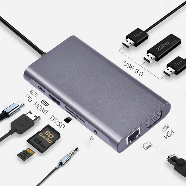 10-in-1 MacBook USB-C Hub with PD Power Delivery - Universal Docking Station