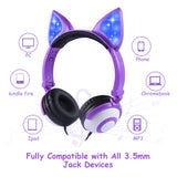 Wireless LED Cat Ear Gaming Headphones - Bluetooth Flashing Light Headset