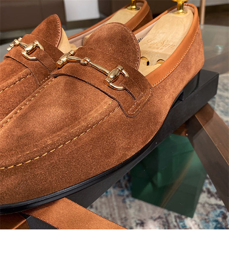 Premium Men's Suede Horsebit Slip-On Loafers - Soft Structure Comfort Shoes