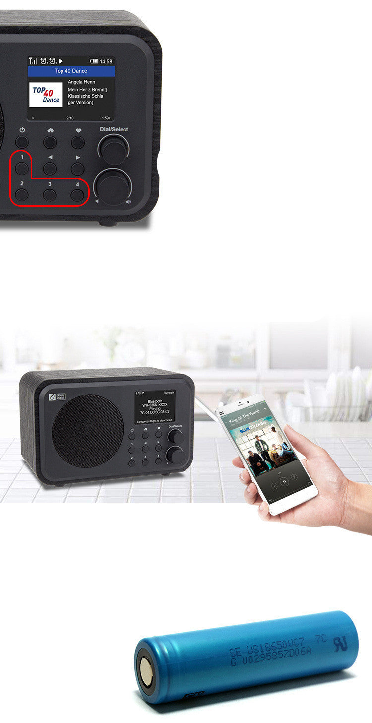 Wireless WiFi Internet Radio Speaker - Portable Wood Bluetooth Audio Player
