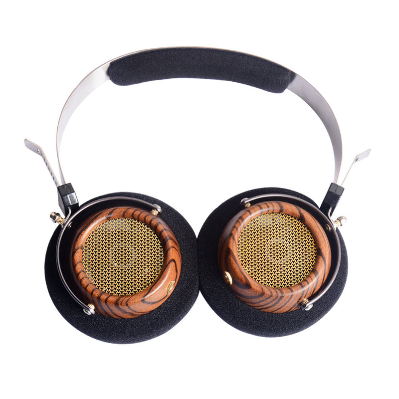 Premium Olive Wood Open-Back HiFi Headphones - Retro Monitor Style with Silver-Plated Cable