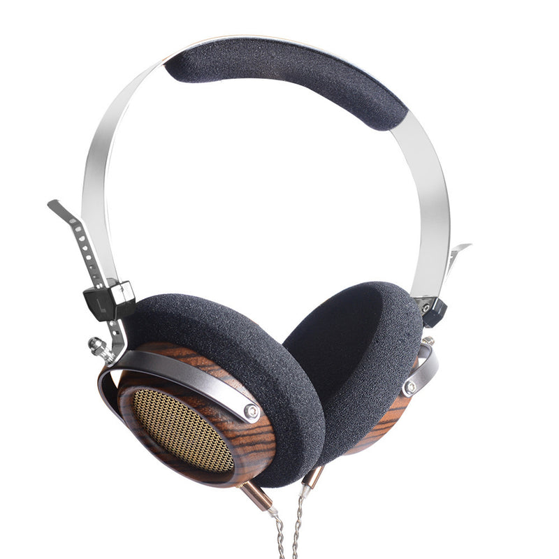 Premium Olive Wood Open-Back HiFi Headphones - Retro Monitor Style with Silver-Plated Cable