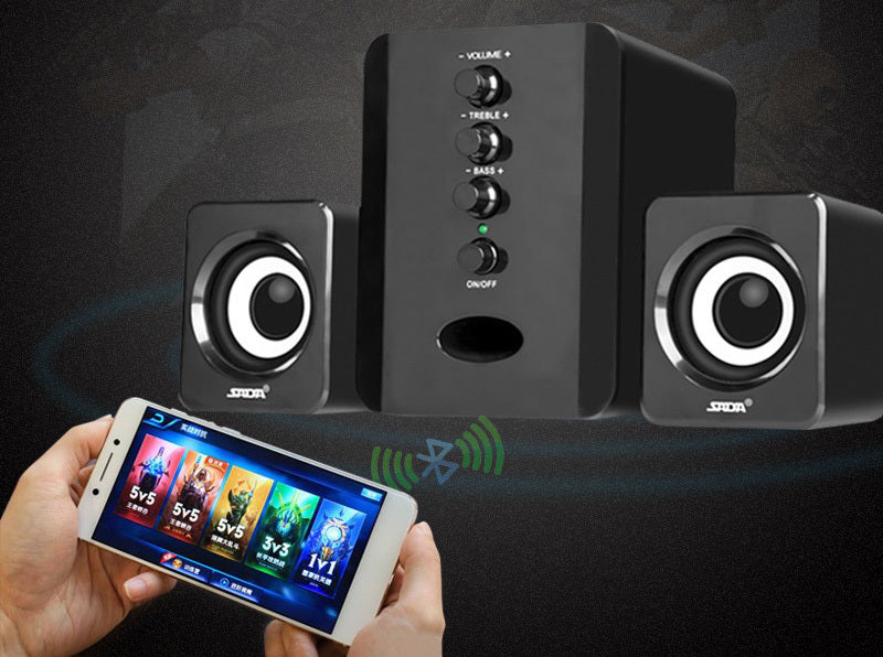 Premium D-202 Computer Speakers - Powerful Subwoofer Sound System for Smart Phones & Music Players
