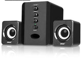 Premium D-202 Computer Speakers - Powerful Subwoofer Sound System for Smart Phones & Music Players