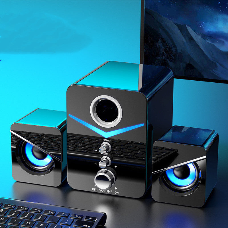 Compact Desktop Bluetooth Sound Bar Speakers - LED Gaming Audio System
