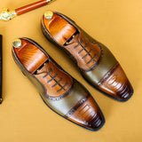 Premium Men's First Layer Cowhide Leather Dress Shoes - Retro Business British Style