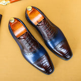 Premium Men's First Layer Cowhide Leather Dress Shoes - Retro Business British Style