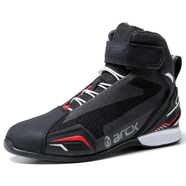 Premium Motorcycle Racing Boots - Professional Riding Shoes with Cow Suede & BK Mesh Construction