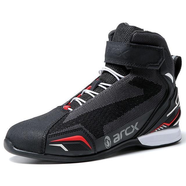 Premium Motorcycle Racing Boots - Professional Riding Shoes with Cow Suede & BK Mesh Construction