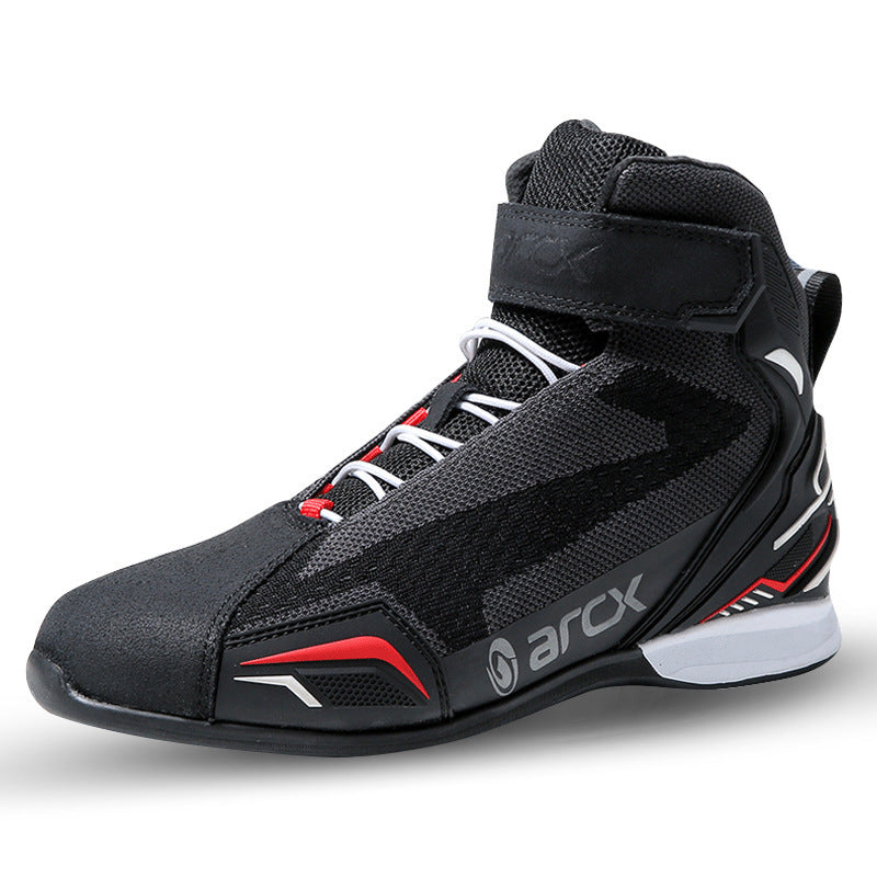 Premium Motorcycle Racing Boots - Professional Riding Shoes with Cow Suede & BK Mesh Construction