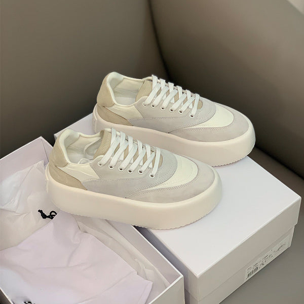 Women's Platform Sneakers - Thick Sole Casual Board Shoes with Height Enhancement