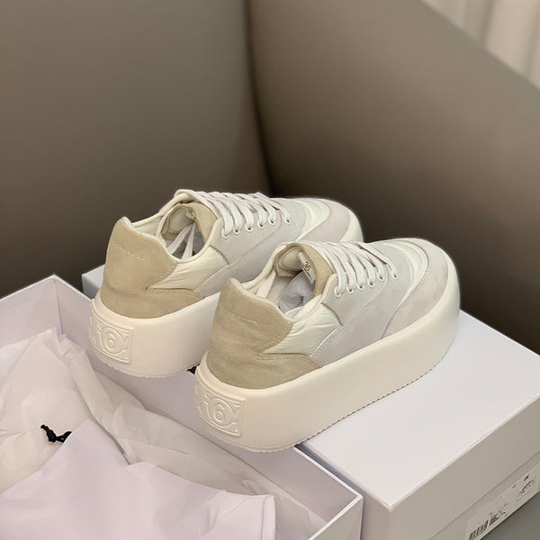 Women's Platform Sneakers - Thick Sole Casual Board Shoes with Height Enhancement