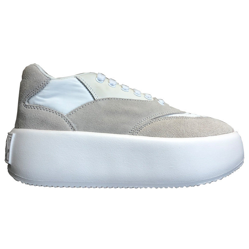 Women's Platform Sneakers - Thick Sole Casual Board Shoes with Height Enhancement