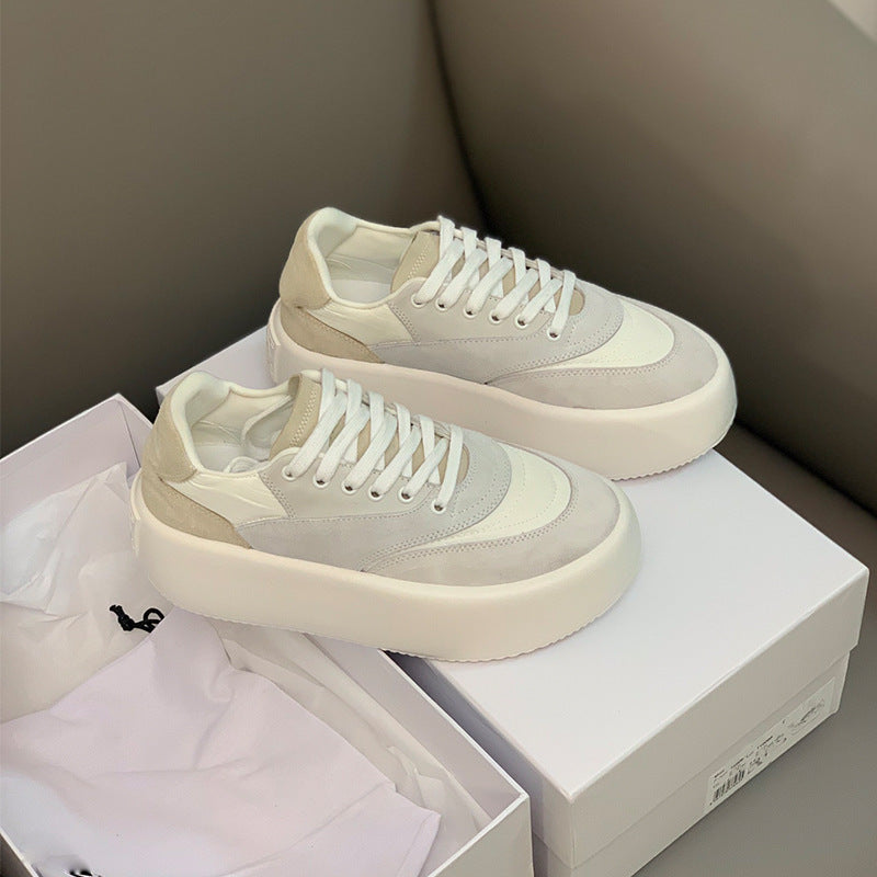 Women's Platform Sneakers - Thick Sole Casual Board Shoes with Height Enhancement