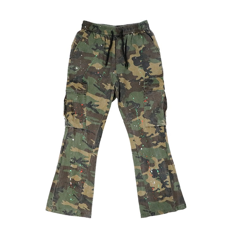 Military-Inspired Splatter Camouflage Cargo Pants