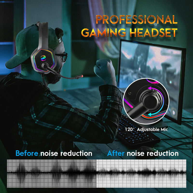 Professional Gaming Headset with 3D Surround Sound & Active Noise Cancellation