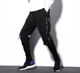 Men's Cotton Cargo Harem Pants - Comfortable Loose Fit Black Trousers Size L