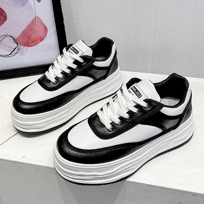 Stylish Korean Platform Sneakers - White Thick Sole Women's Casual Shoes