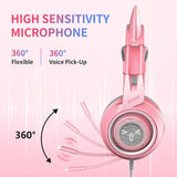 Adorable Cat Ear Gaming Headset - Pink G951s Wired Headphones with Microphone for PC, PS4, Phone & Tablet