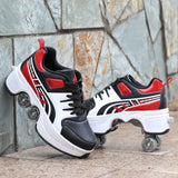Four-Wheeled TikTok Roller Shoes - Adjustable Pulley Skates for Men and Women