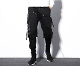 Men's Cotton Cargo Harem Pants - Comfortable Loose Fit Black Trousers Size L