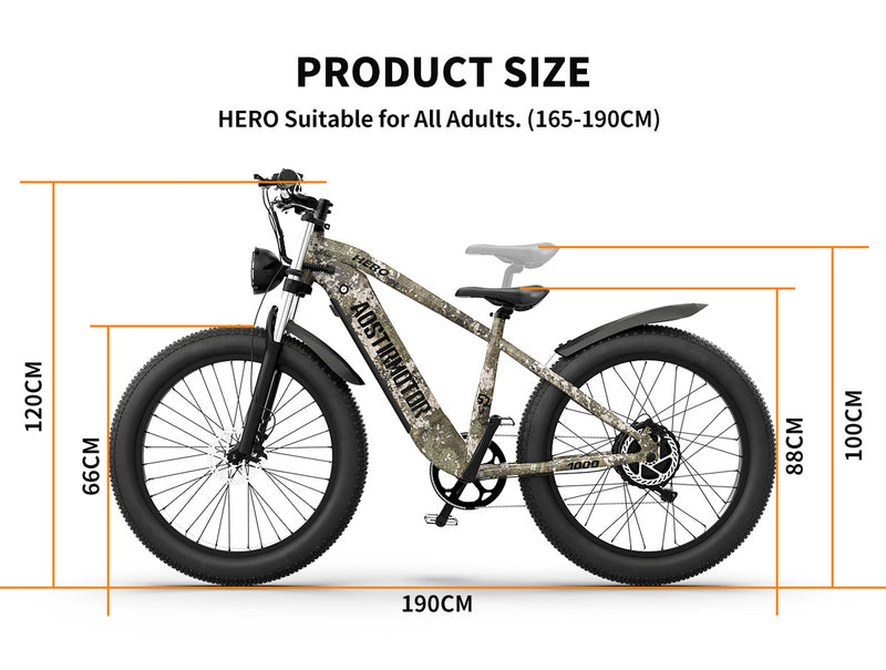 Ultimate All-Terrain Fat Tire Electric Bike - 52V 1000W Motor, 20AH Extended Range Battery & Hydraulic Brakes