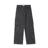 Vintage Washed Denim Overalls - Loose Straight Leg Men's Cargo Pants