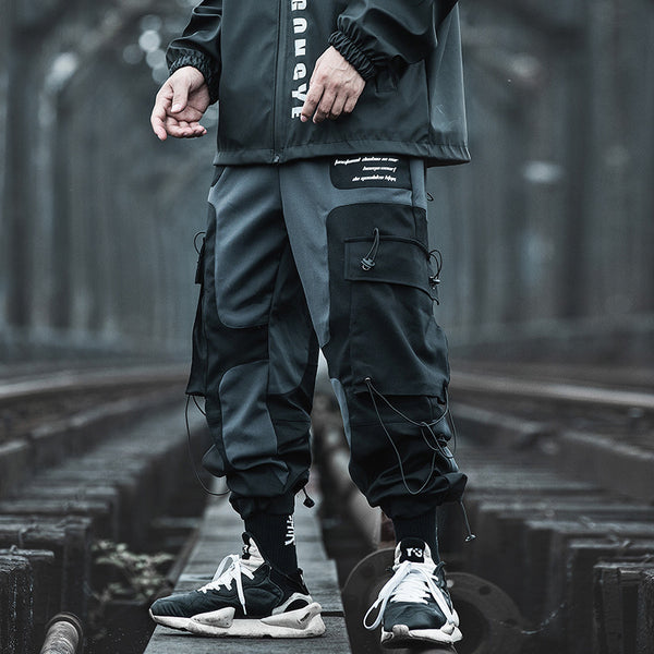 Urban Street Style Cargo Overalls - Men's Functional Harem Pants