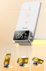 Premium 15W Fast Wireless Charging Station with Night Light & Digital Clock