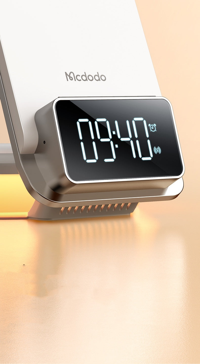 Premium 15W Fast Wireless Charging Station with Night Light & Digital Clock