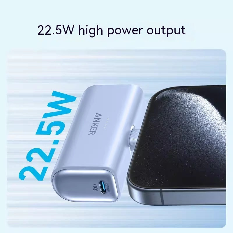 Premium Capsule Power Bank - Ultra-Compact 5000mAh Portable Charger with Foldable USB-C