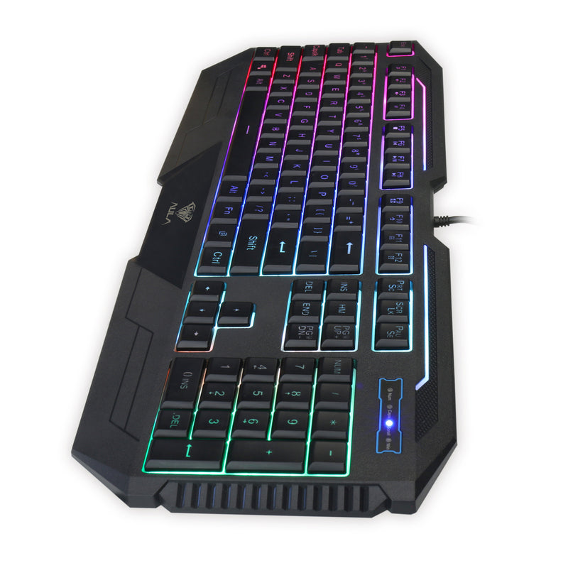 Illuminated Gaming Keyboard & Mouse Combo - Backlit RGB Set with Multimedia Keys