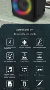 Wireless Bluetooth Speaker with LED Color Lights - Portable Sound System