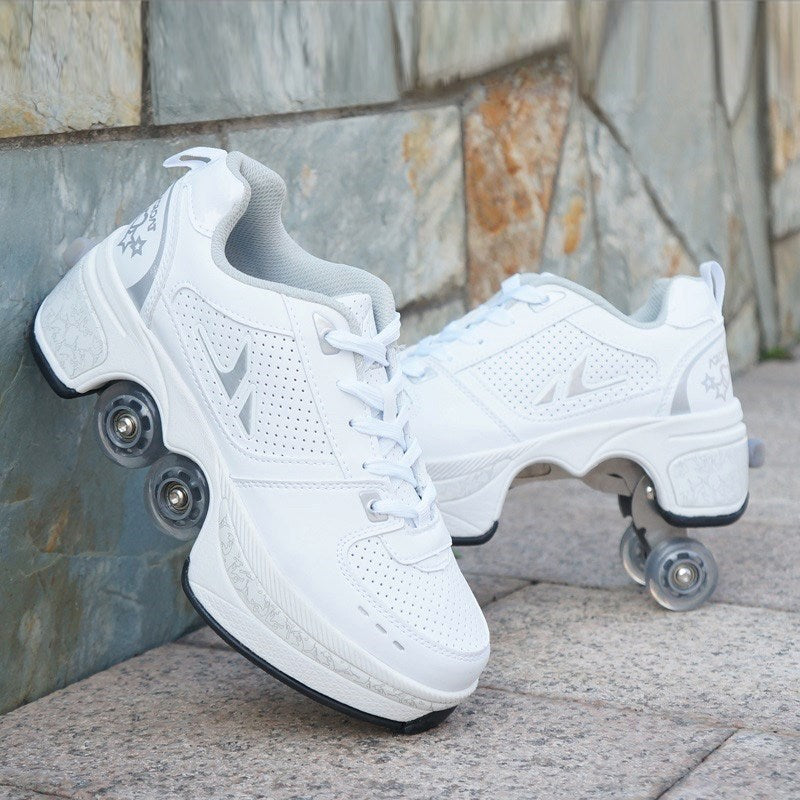 Four-Wheeled TikTok Roller Shoes - Adjustable Pulley Skates for Men and Women