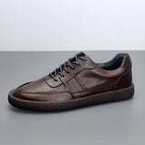 Premium Leather Sneakers - Breathable Low Top Vintage Men's Casual Shoes