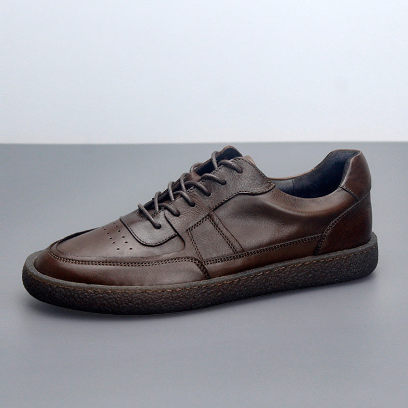 Premium Leather Sneakers - Breathable Low Top Vintage Men's Casual Shoes