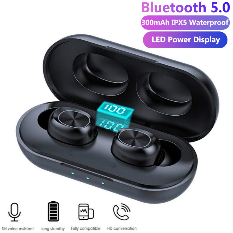 Wireless Bluetooth 5.0 Earbuds with Digital Display - 30H Playtime Touch Control Headset