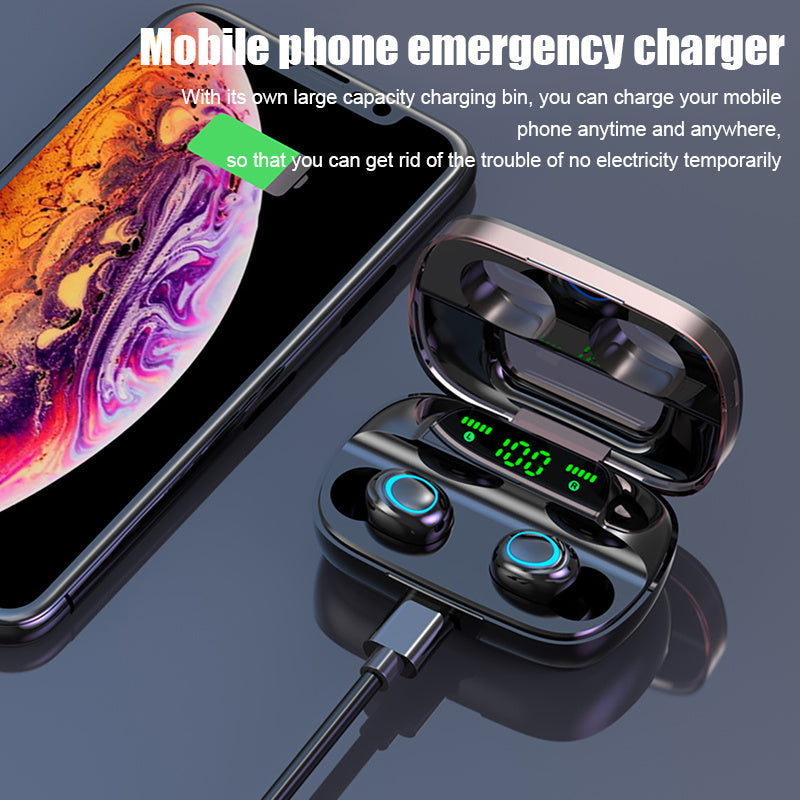 Premium Bluetooth 5.0 Wireless Earbuds with Digital Display - Waterproof Sports Headphones