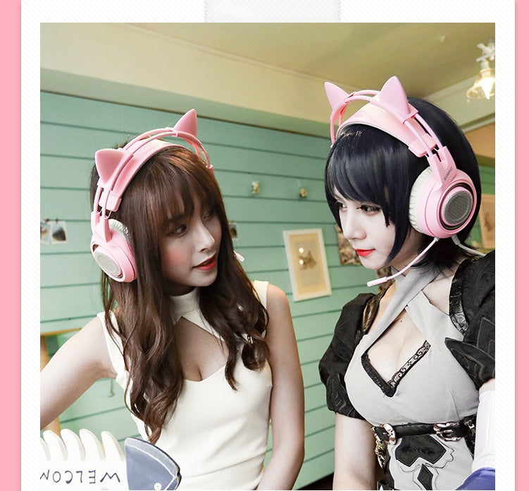 G951 Gaming Headset - USB 7.1 Virtual Surround Sound with LED Cat Ears & Vibration Technology