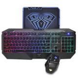 Illuminated Gaming Keyboard & Mouse Combo - Backlit RGB Set with Multimedia Keys