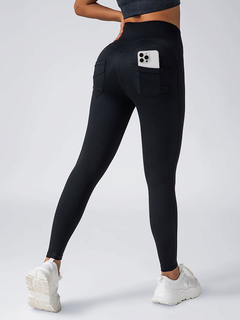 Premium High-Waisted Athletic Leggings with Side Pockets - 2 Pack Set
