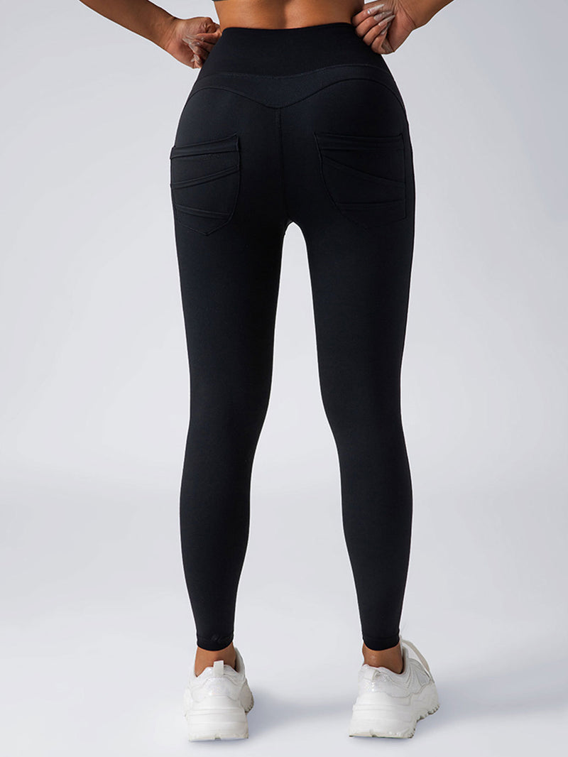 Premium High-Waisted Athletic Leggings with Side Pockets - 2 Pack Set
