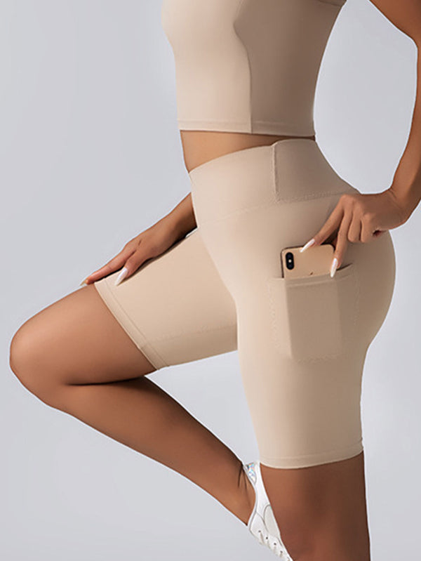 Premium High-Waist Biker Shorts - Tummy Control Yoga & Workout Shorts with Side Pockets