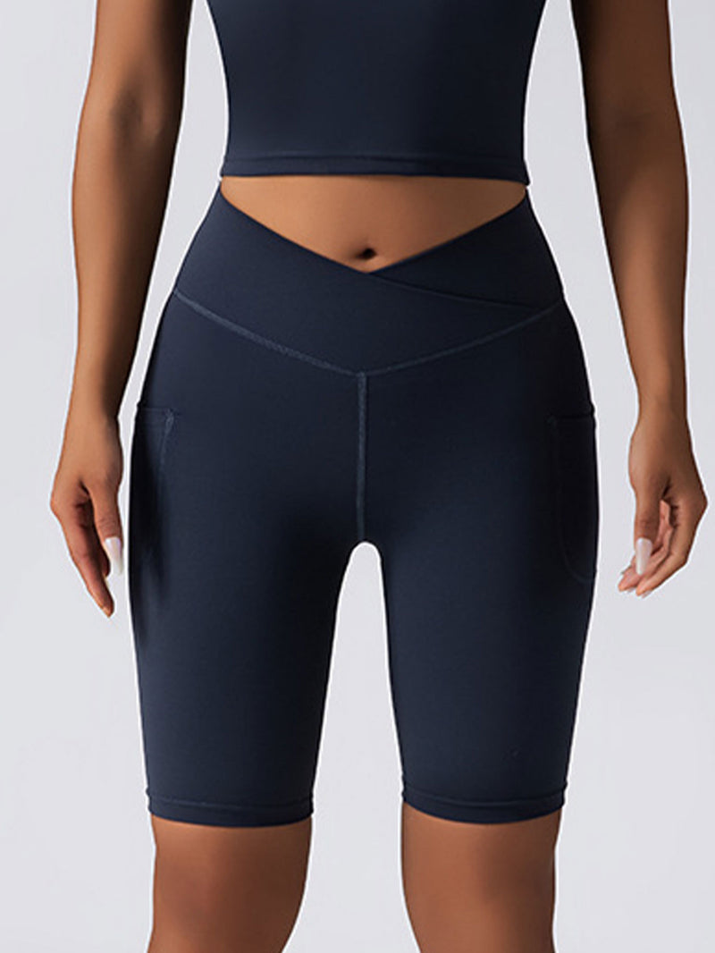 Premium High-Waist Biker Shorts - Tummy Control Yoga & Workout Shorts with Side Pockets