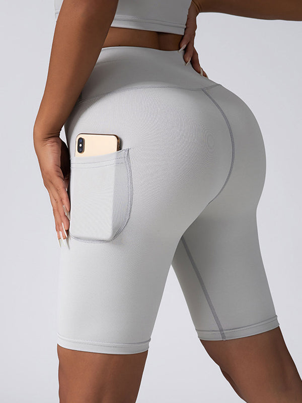 Premium High-Waist Biker Shorts - Tummy Control Yoga & Workout Shorts with Side Pockets