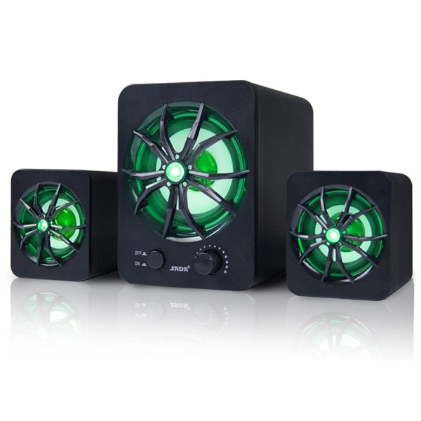 Illuminated USB Computer Speaker - 2.1 Channel Mini Desktop Audio System with Colorful LED Lights