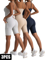 Professional Athletic Performance Biker Shorts - 3-Pack High-Waist Tummy Control with Side Pockets