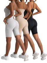 Professional Athletic Performance Biker Shorts - 3-Pack High-Waist Tummy Control with Side Pockets